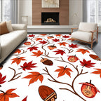 Autumn Red Maple Acorn Vines Rug