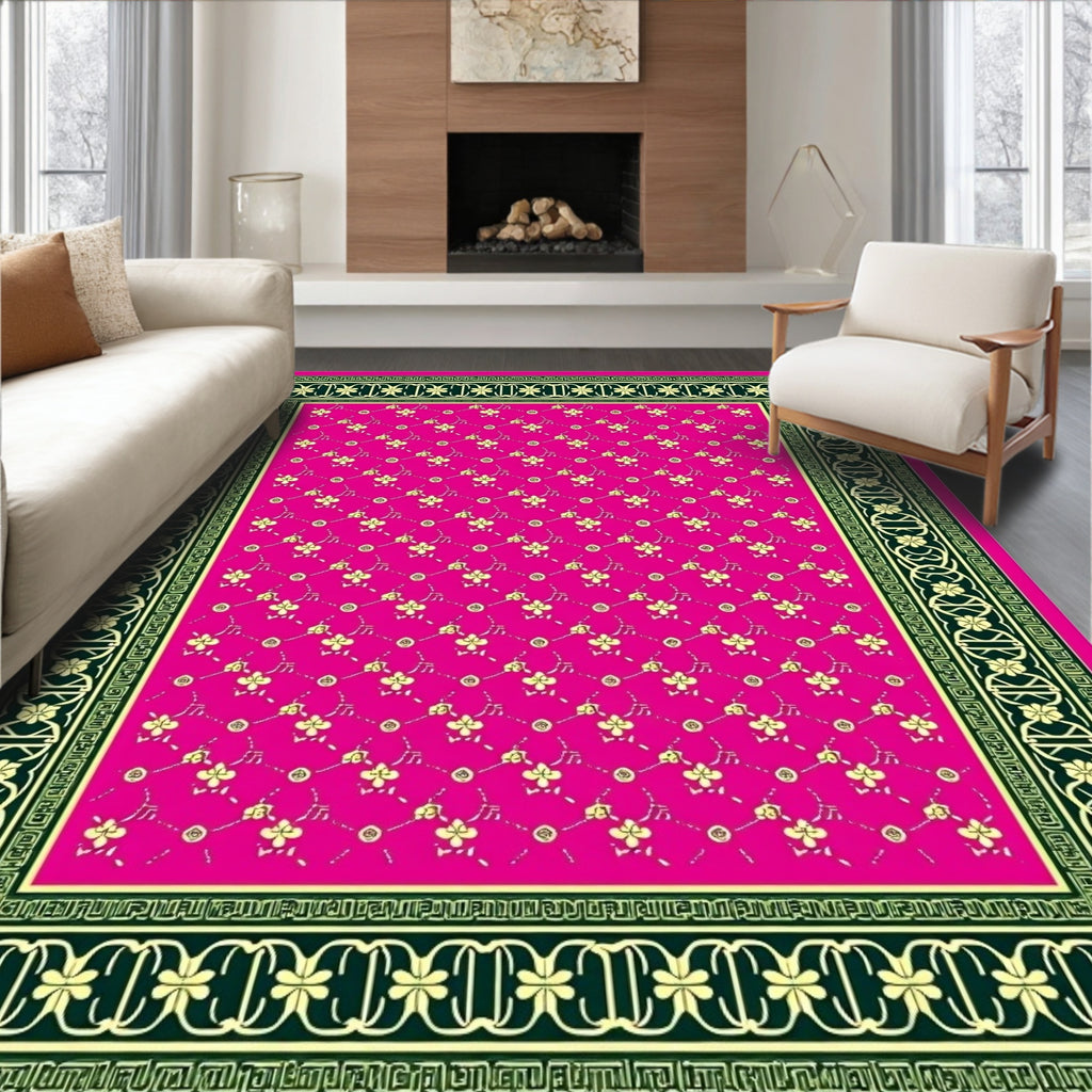 Vibrant Pink Floral Net Rug