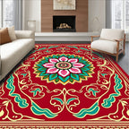 Crimson Bloom Centerpiece Border Rug
