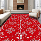 Crimson White Nordic Tree Snowflake Rug