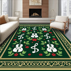 Orchestral Harmony Green Violin Floral Rug