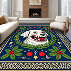 Whimsical White Dog Holly Border Rug