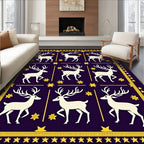Deep Purple White Reindeer Star Medallion Rug