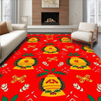 Golden Bells Red Butterfly Holiday Rug