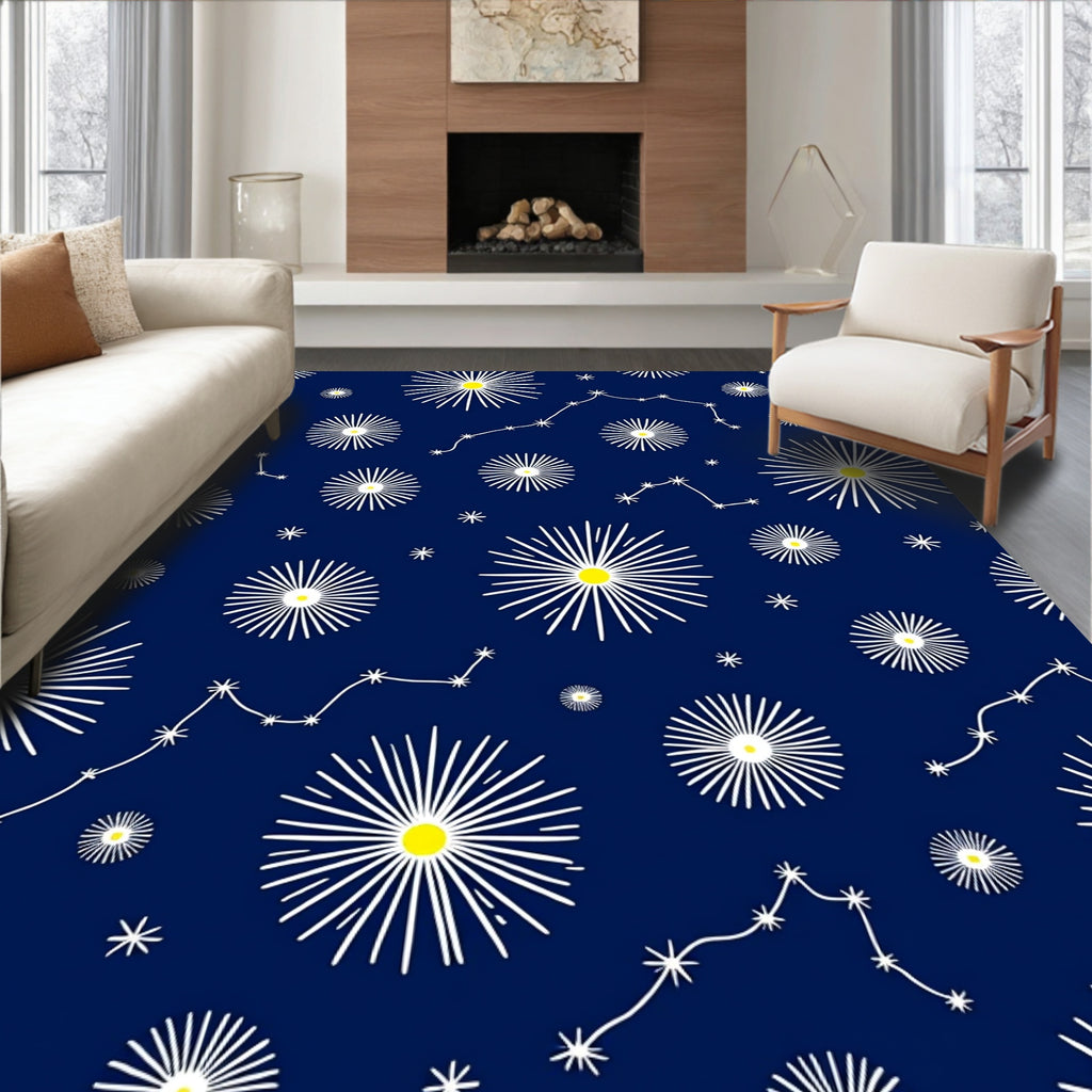 Navy Blue Starburst Constellation Rug