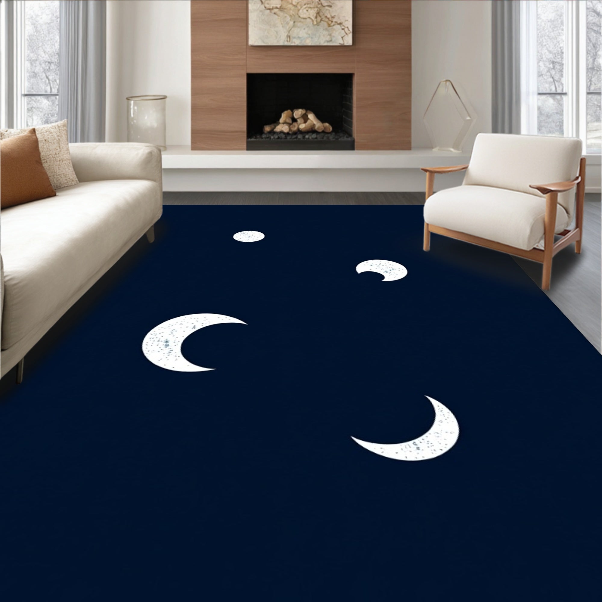 Night Sky Celestial Moon Phases Rug