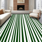 Forest Green White Vertical Stripes Rug