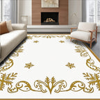 Ornate Golden Snowflake Border Rug