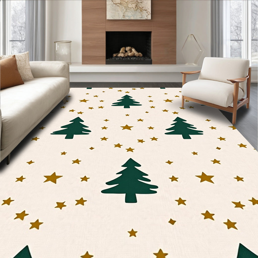 Forest Green Evergreen Starry Night Rug