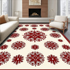 Deep Red Floral Snowflake Scatter Rug