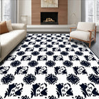 Abstract Black White Geometric Squares Rug