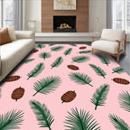 Pink Palm Leaf Seed Scatter Rug