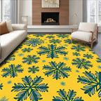 Yellow Teal Snowflake Scatter Rug