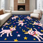 Pink Reindeer Starry Night Collection Rug
