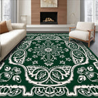 Forest Green Vintage Floral Medallion Rug