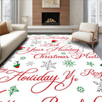 Christmas script Red Snowflakes Hats Rug