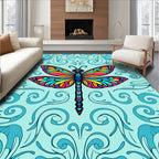 Vibrant Dragonfly Teal Swirl Rug