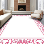 Pink Floral Swirl Border Rug