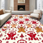 Whimsical Gingerbread Men Snowflakes Tree Rug