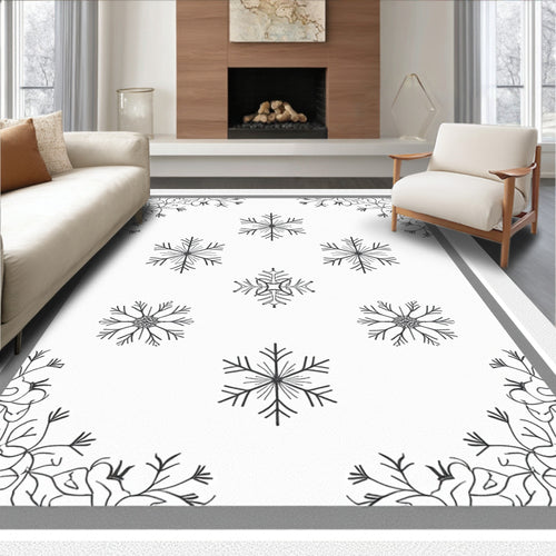 Black White Snowflake Corner Scatter Rug