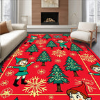 Joyful Christmas Elf Snowflake Forest Rug