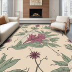 Dusty Rose Green Floral Art Nouveau Rug