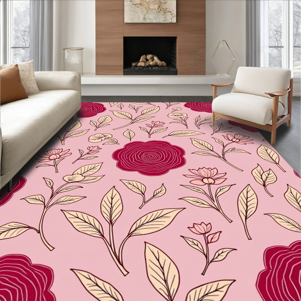 Crimson Floral Botanical Garden Rug