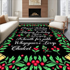 Festive Holly Berry Wreath Bells Rug
