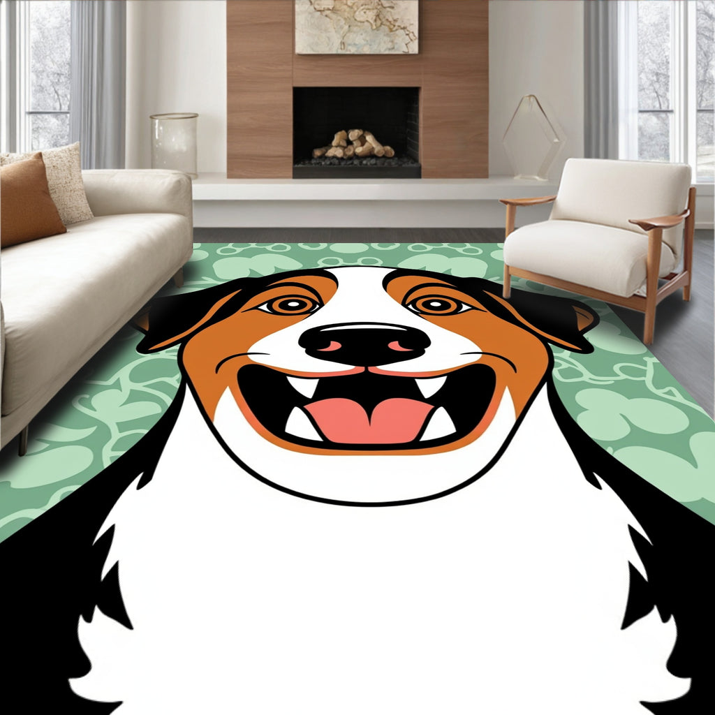 playful tri-color dog playful background Rug