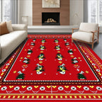 Red Folk Art Christmas Tree Rug