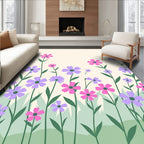 Pink Purple Flower Field Border Rug