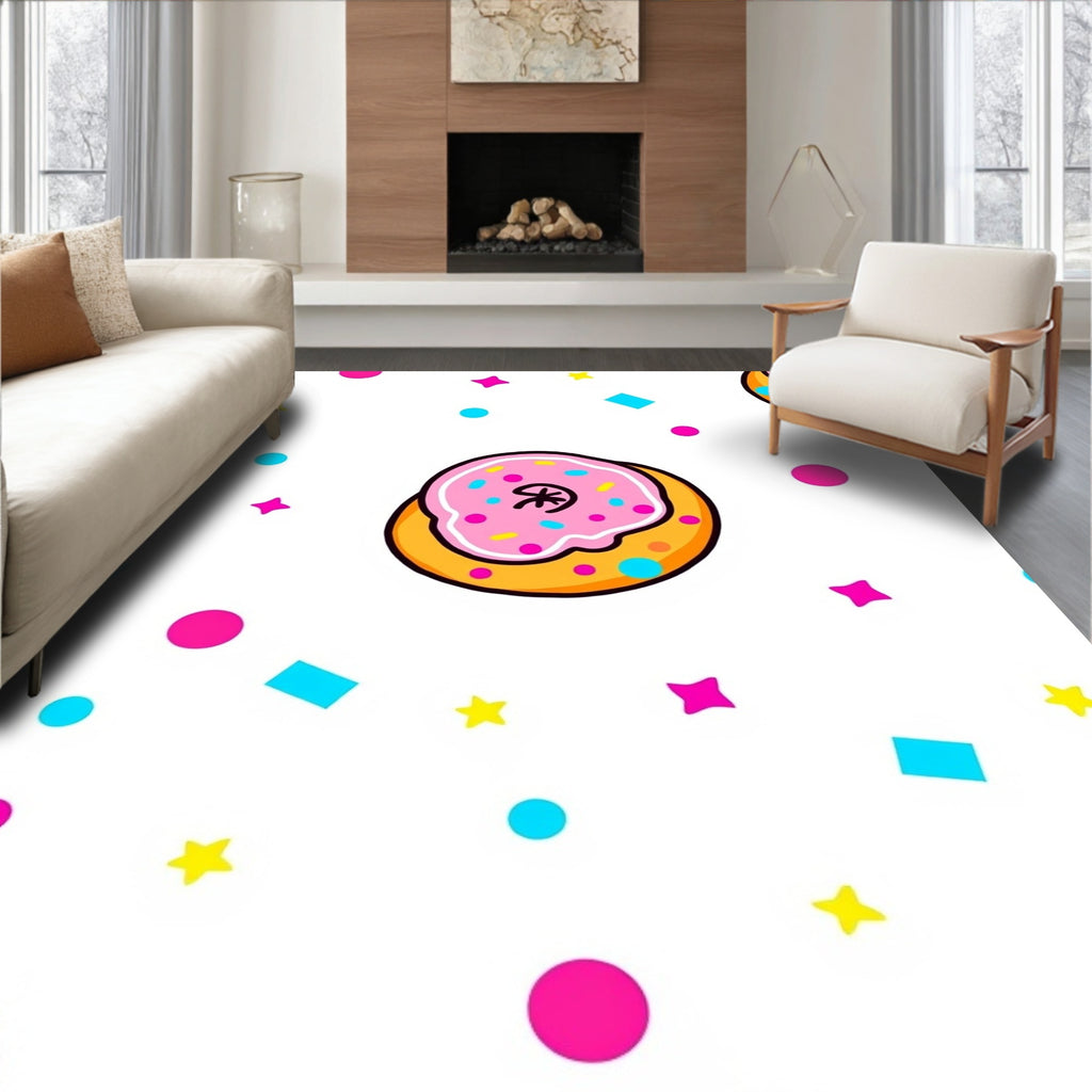 Sweet Pink Donut Confetti Celebration Rug