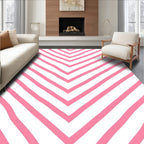 Pink White Chevron Stripe Rug