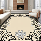 Black Cats And Snowflakes Scroll Border Rug