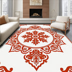 Crimson Floral Medallion Radial Rug