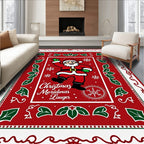 Jolly Santa Claus Christmas Holly Rug