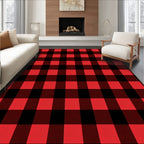 Classic Red Black Buffalo Check Squares Rug