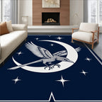 Midnight Raven Crescent Moon Stars Rug