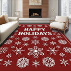 Crimson Snowflake Holiday Rug