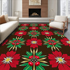 Crimson Red Floral Cherry Medallion Rug