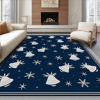 Navy White Bell Snowflake Repeat Rug