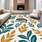 Whimsical Hedgehog Woodland Foliage Rug
