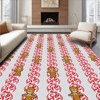 Gingerbread People Red Repeating Pattern Rug