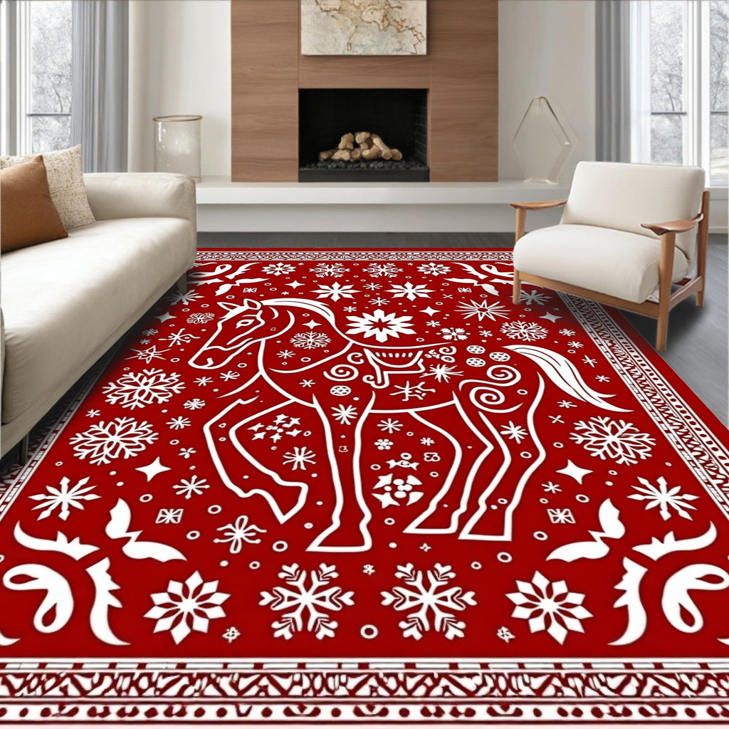 Crimson Horse Snowflake Medallion Rug