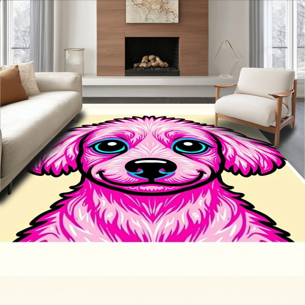 Vibrant Pink Dog Face Graphic Rug