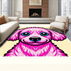 Vibrant Pink Dog Face Graphic Rug