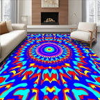 Vibrant psychedelic mandala blue Rug