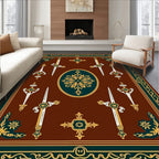 Brown Oval Swords Emblem Rug