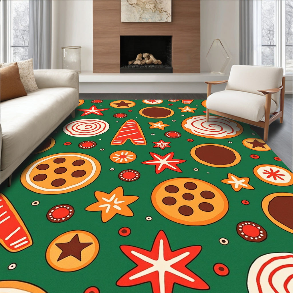 Christmas Cookie Gingerbread Star Swirl Rug