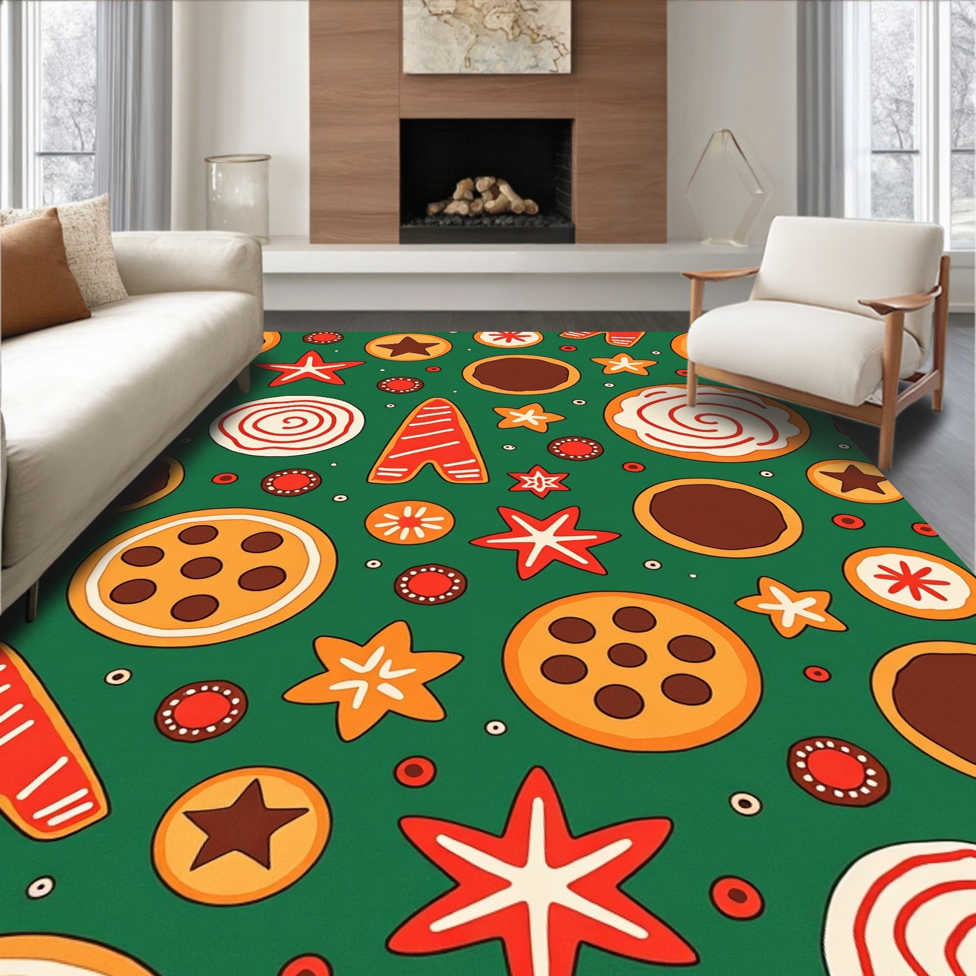 Christmas Cookie Gingerbread Star Swirl Rug